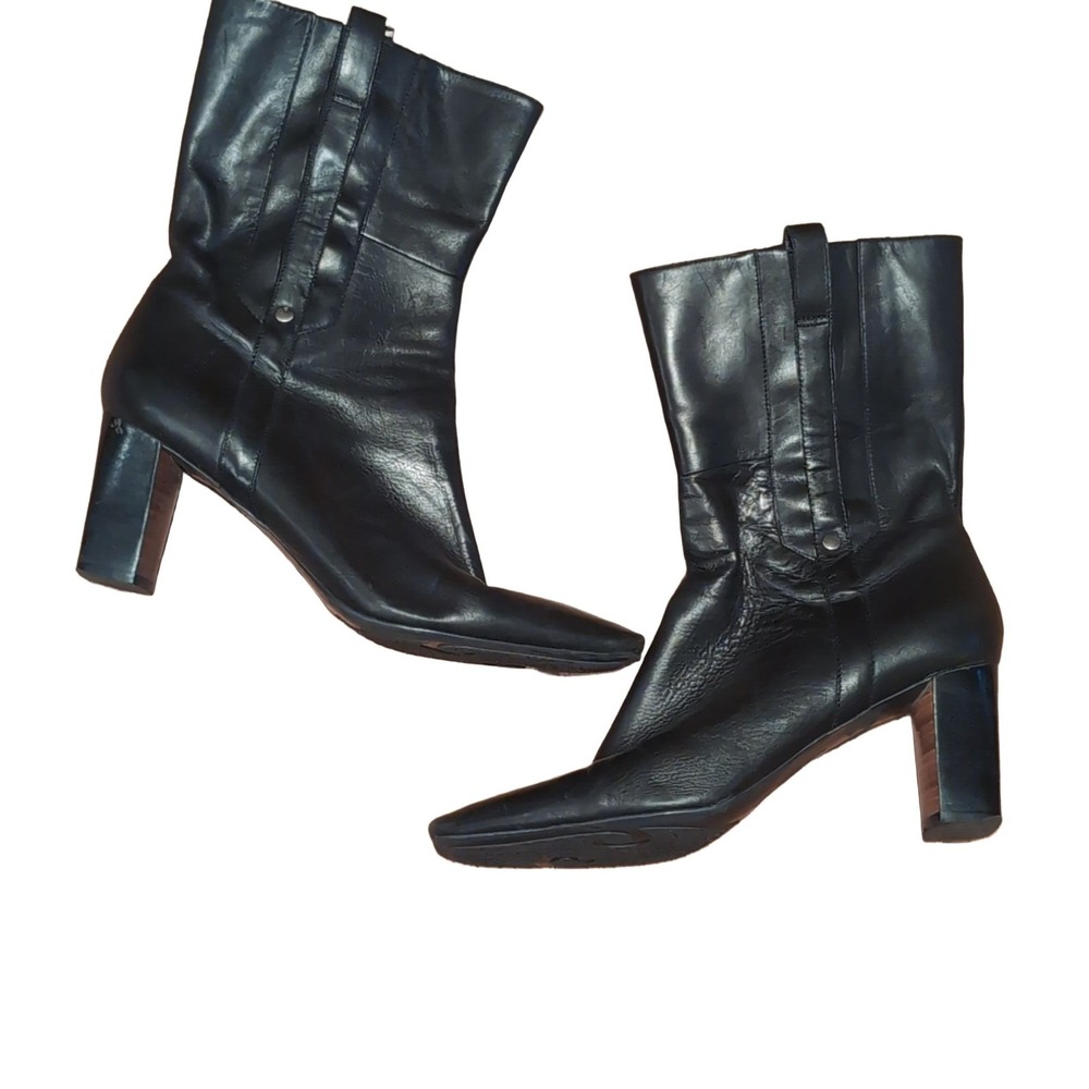 Nine West Ealene Black Leather Zipper Ankle Boots Women's 8 M y2K